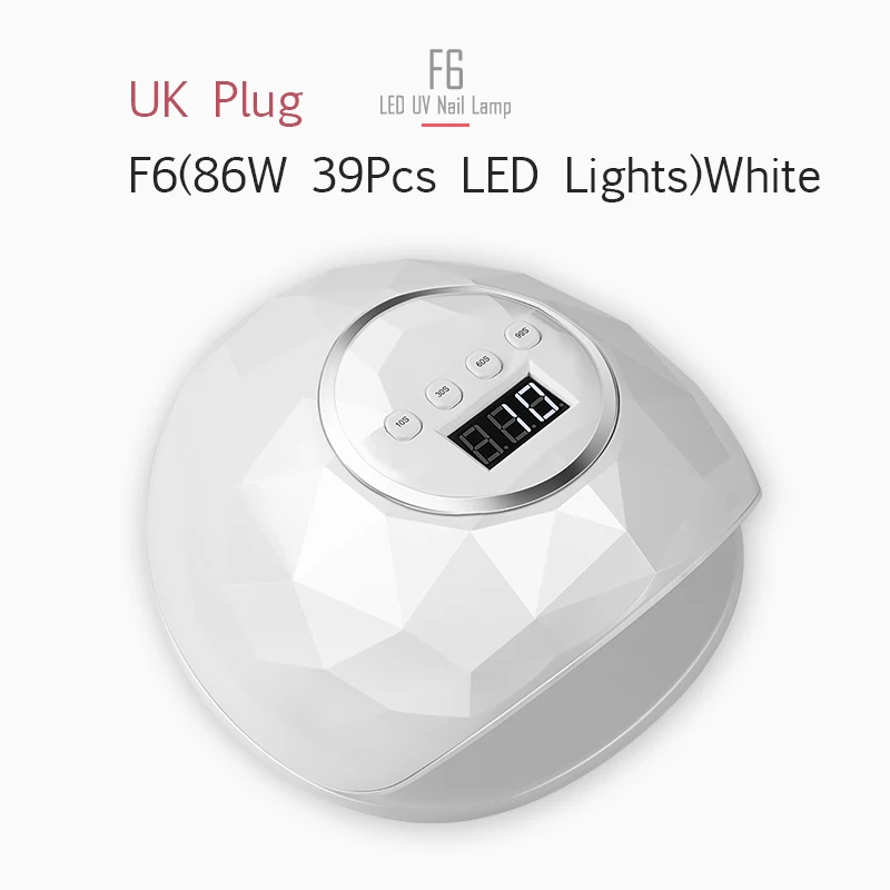 86W White UK Plug Dreamemo 86 Вт УФ светодиодная лампа для сушки ногтей 39 шт. светодиодный двойной руки лампа для ногтей для отверждения УФ-гель для ногтей с датчиком таймер ЖК-дисплей - Цвет: 86W White UK Plug