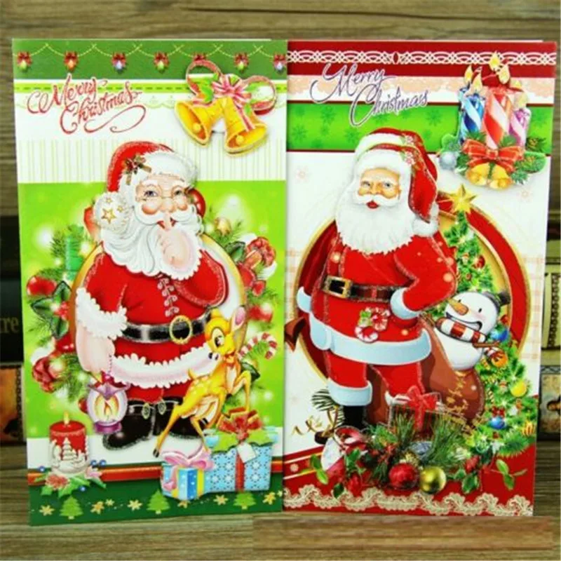 X'mas Рождество Санта Клаус приветствие желая открытка случайный ~ 1PC | Дом и сад