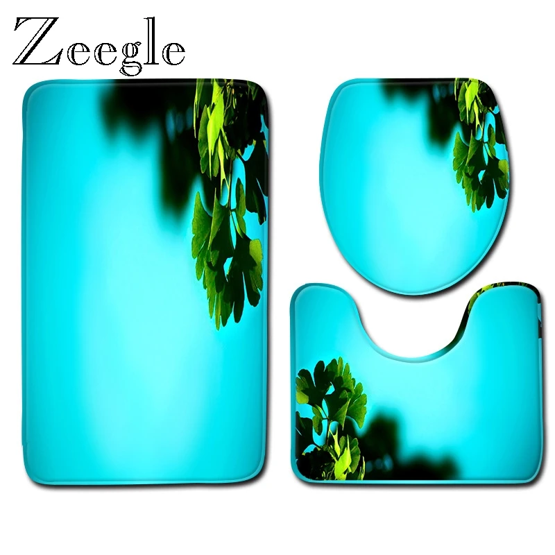 Zeegle 3 шт./компл. зеленый коврик с живописным рисунком для ванной комнаты и коврики