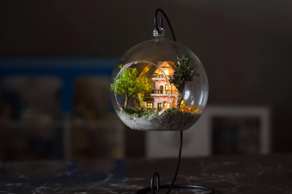 G016 Diy Кукольный дом miniatura стеклянный шар лесная вилла деревянный миниатюрный кукольный домик строительные наборы