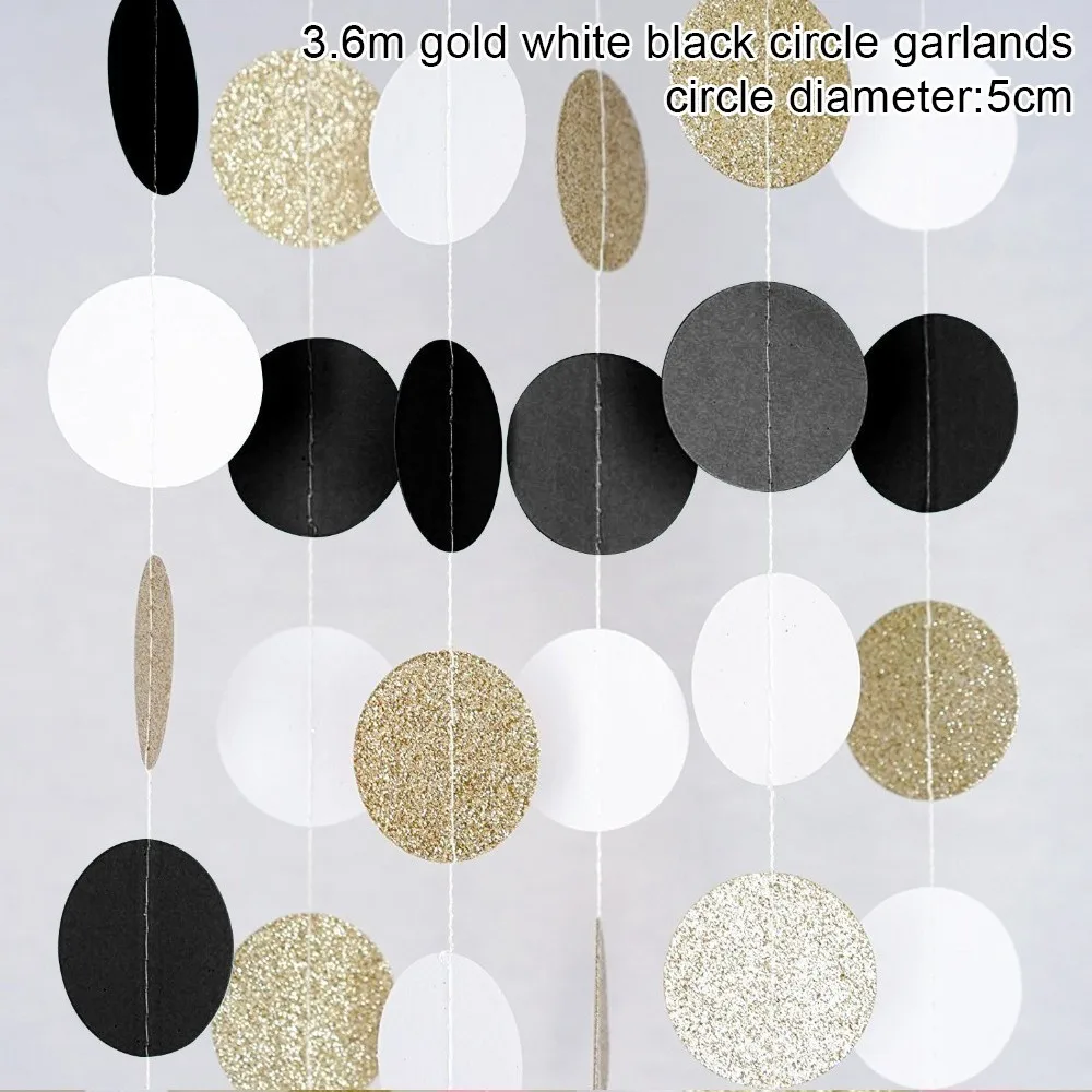 Gold white black Висячие круглые гирлянды Блестящий Золотой мятный Белый детский душ украшение Свадьба счастливая Вечеринка дня рождения события окно домашний декор - Цвет: Gold white black