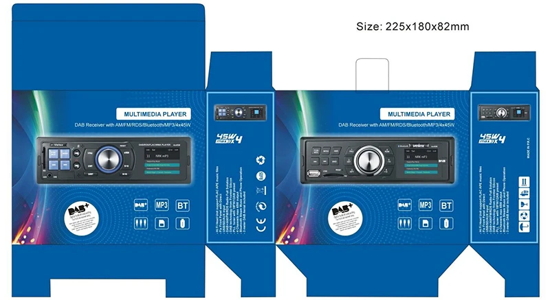 

Car DAB Receiver with AM/FM/RDS/Bluetooth/MP3/4X45W DHL Prompt Delivery