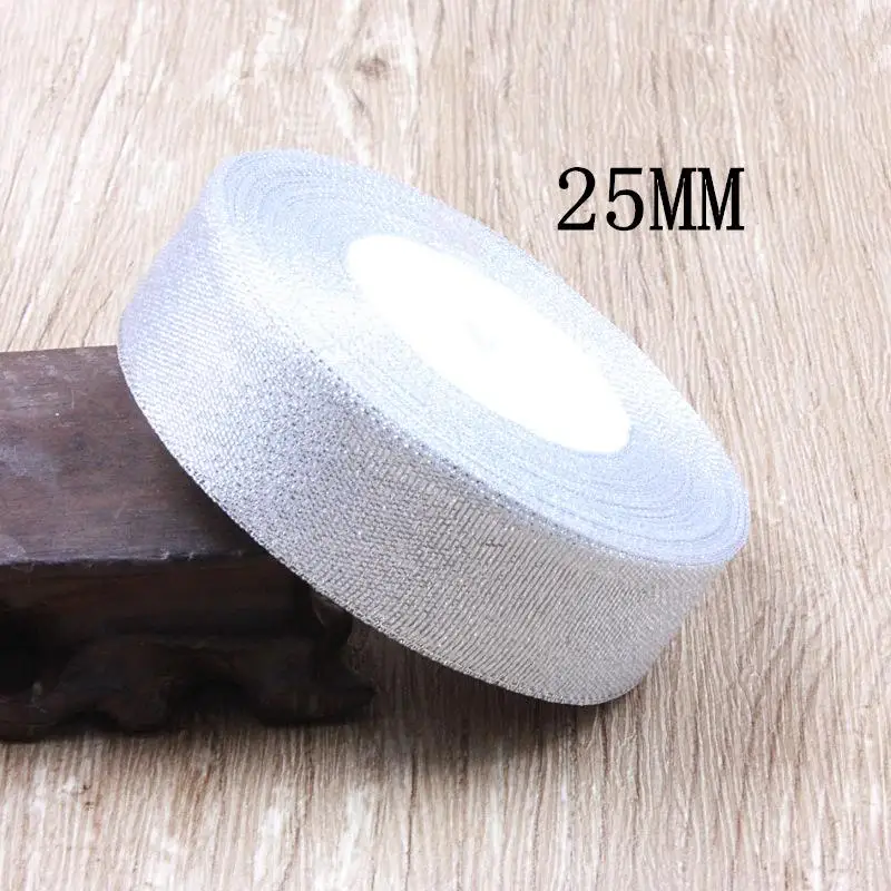 Атласная Серебряная лента длиной 25 ярдов украшение для вечеринки дома свадьбы