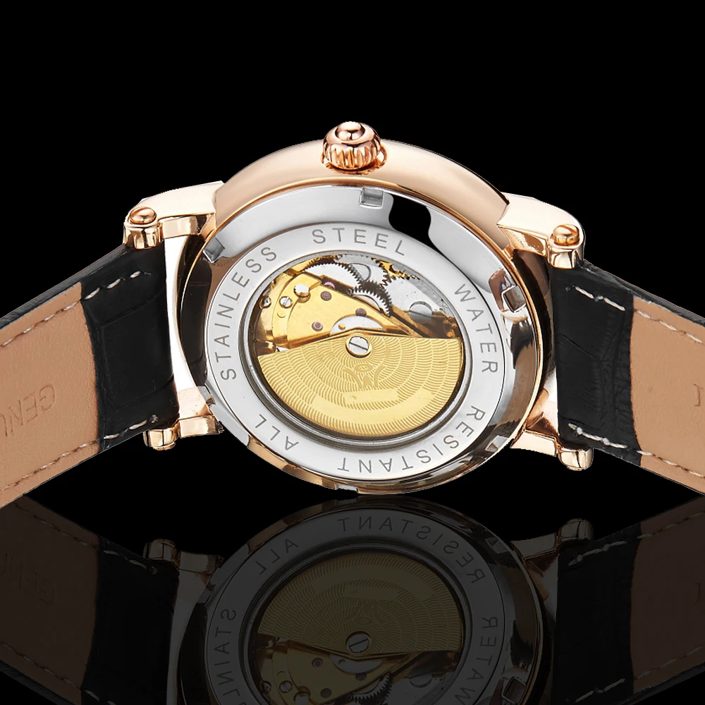 Часы Ouyawei 2017 Мужские механические с автоподзаводом роскошные чехлом из розового