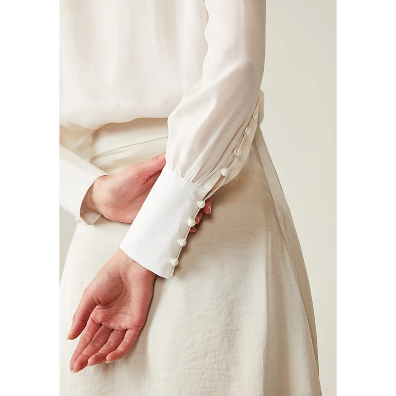 C + IMPRESS женские шифоновые блузки рубашки тонкие офисные белые винтажные топы с