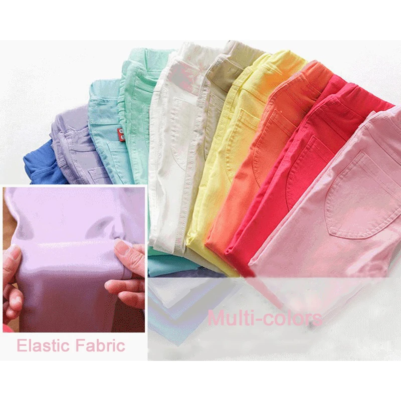 Эластичные весенне осенние детские длинные брюки карамельных цветов для девочек