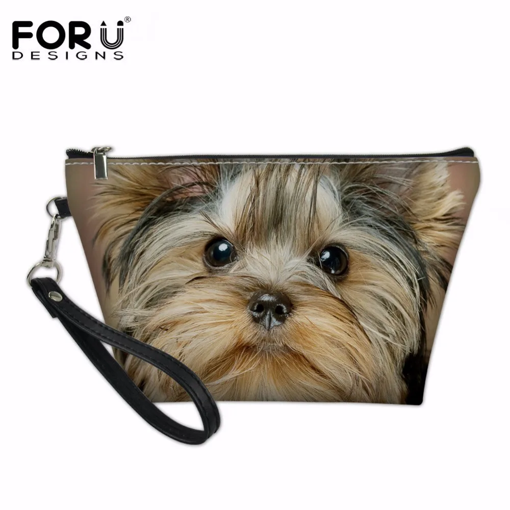 FORUDESIGNS/Kawaii Йоркширский терьер, дорожная косметичка для женщин на молнии, ручная косметичка, органайзер для хранения, сумочка для туалетных принадлежностей