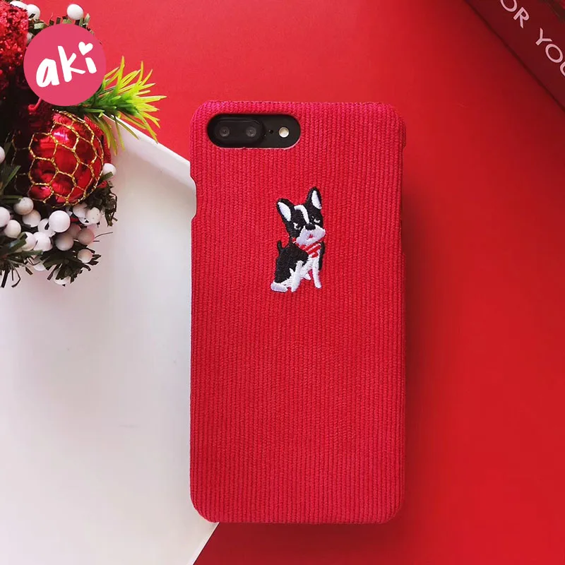 Чехол для телефона с вельветовой вышивкой Аки iPhone 8 7 Plus чехол изображением