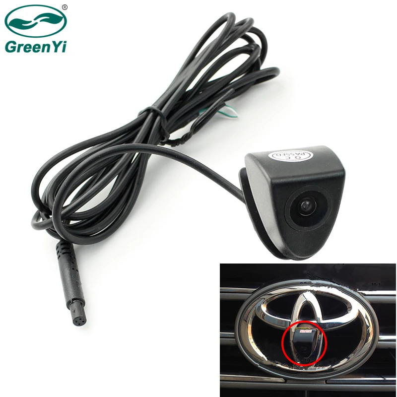 GreenYi CCD HD Автомобильная камера заднего вида с логотипом спереди для Toyota Prado Highlander Land Camry