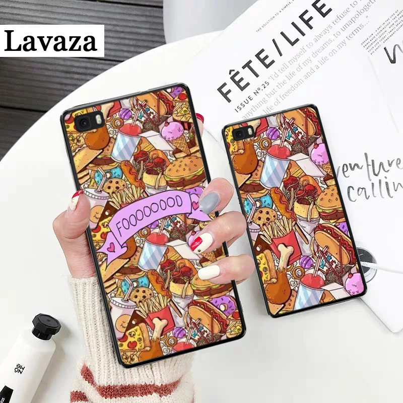 Фаст-фуд гамбургер Картофель фри силиконовый чехол для Huawei P8 Lite 2015 2017 P9 2016 Mimi P10 P20