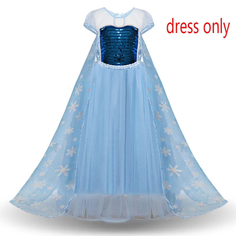 only dress1 Платье для девочек Карнавальный костюм Анны и Эльзы на Хэллоуин летние платья платье принцессы Эльзы для девочек на день рождения, праздничная одежда - Цвет: only dress1