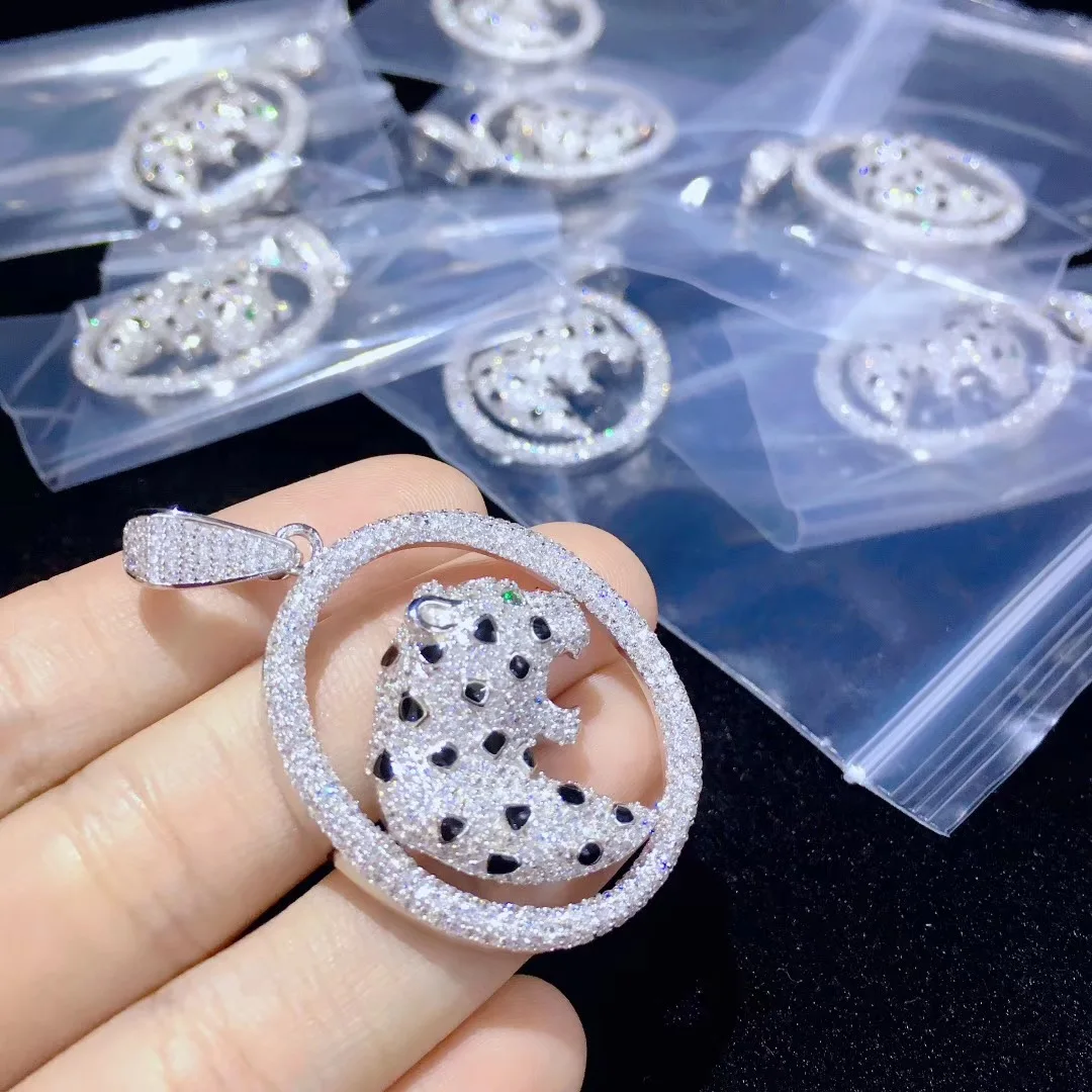 Подвеска с леопардом животного стерлингового серебра 925 bling тонкой для женщин ювелирные изделия