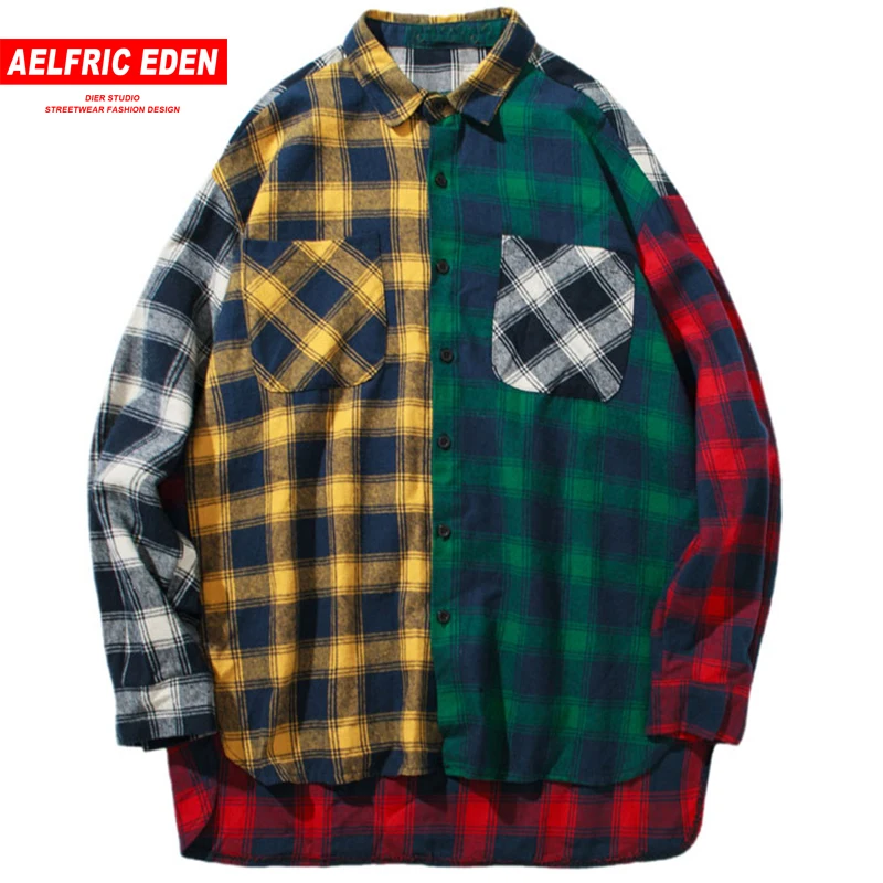 Мужская рубашка в стиле хип хоп aelfrec Eden с длинным рукавом и карманами зимняя