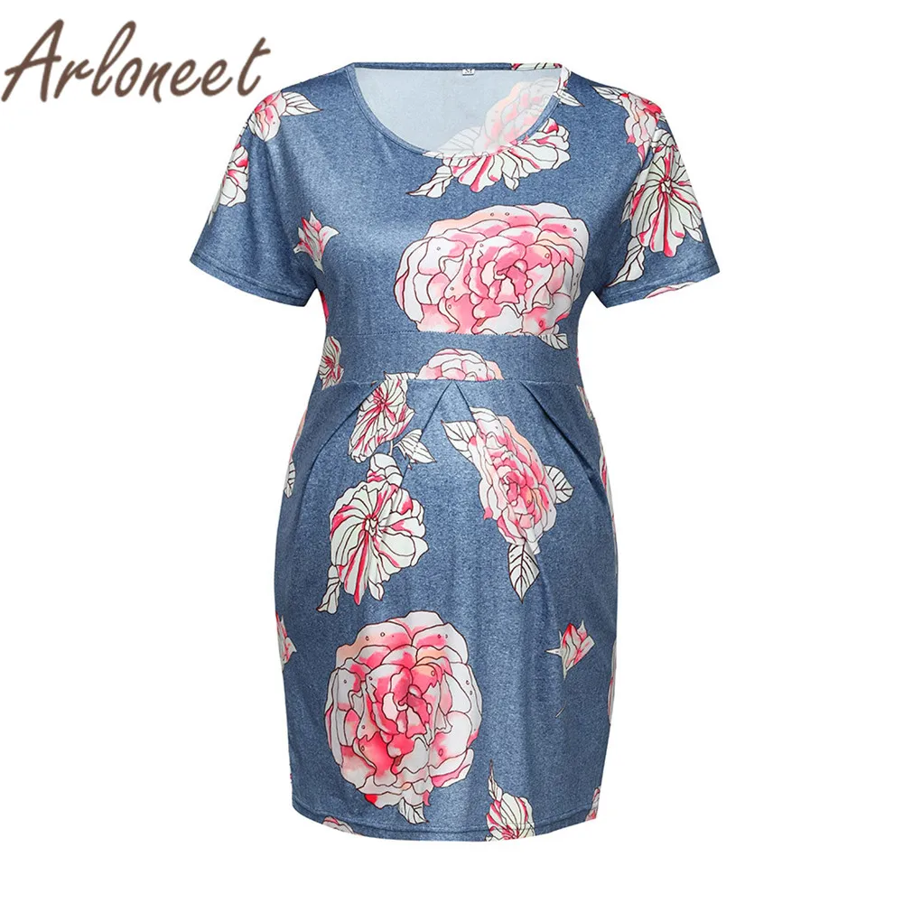 Женская Футболка для беременных ARLONEET топ с цветочным принтом грудного