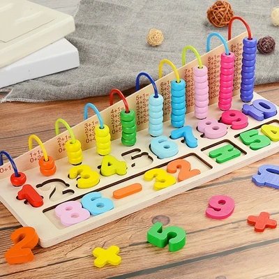 Монтессори Обучающие деревянные игрушки счеты счетные бусины математические игрушки обучающие средства Обучающие Развивающие игрушки для детей - Цвет: Белый
