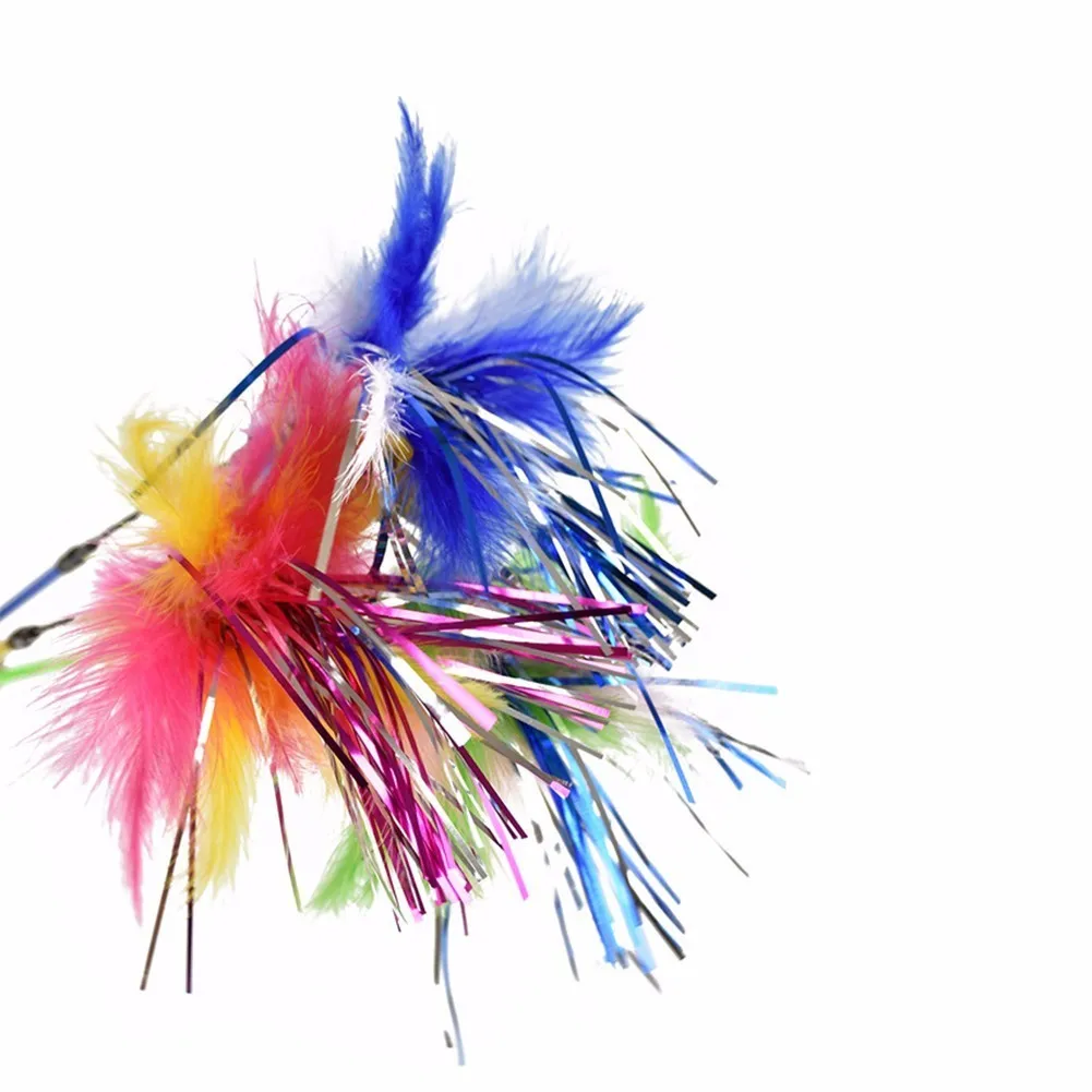 1 шт. игрушка для кошек милый дизайн цветная лента + перышки волшебная палочка