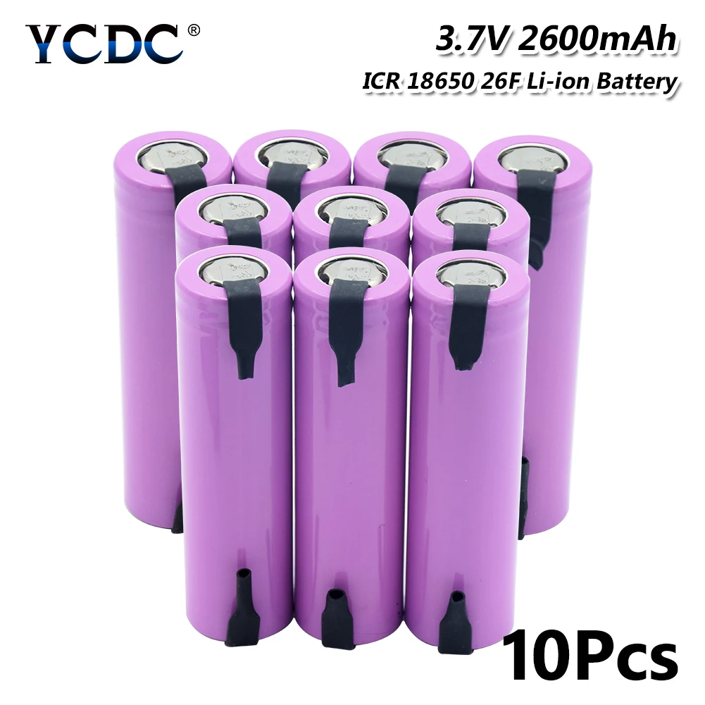 1/2/4/6/8/10 шт. ICR18650-26F 18650 Батарея Замена с 2 вкладки для фары RC игрушки радио 3,7 V ICR18650 Li-Ion Батарея