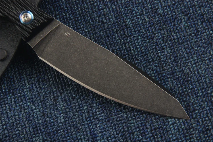 Прямой нож Freewolf D2 60HRC с черным камнем потертое лезвие Черный G10 Ручка ножи