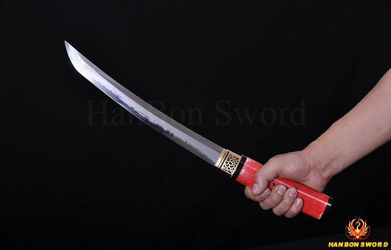 Японский самурайский меч T10 стальной закаленный хазуя полированный Танто Полный