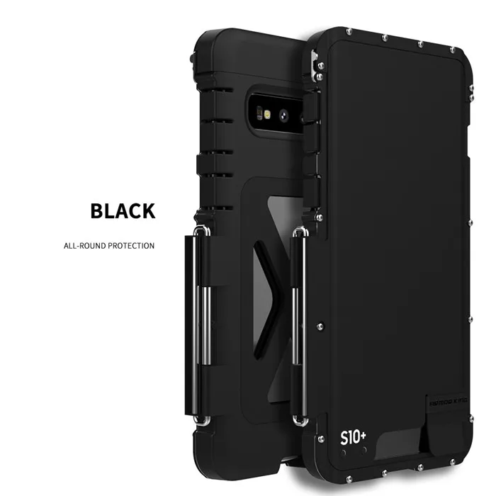 R-JUST противоударный чехол для samsung Galaxy S10, S9, S8 Plus, NOTE 9, 8, откидной Алюминиевый металлический защитный чехол для телефона King iron man 360 - Цвет: Черный