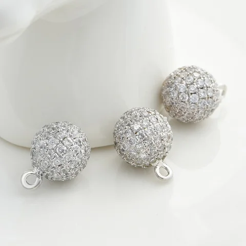 YANASI Круглые бусины из меди с кубическим цирконием