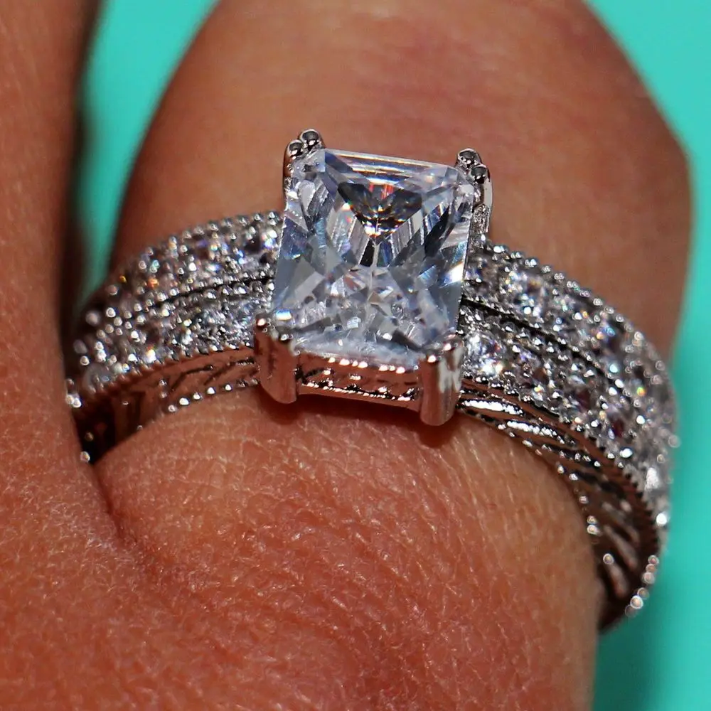 Женский свадебный набор колец с покрытием из белого золота размер 5-10 | Украшения