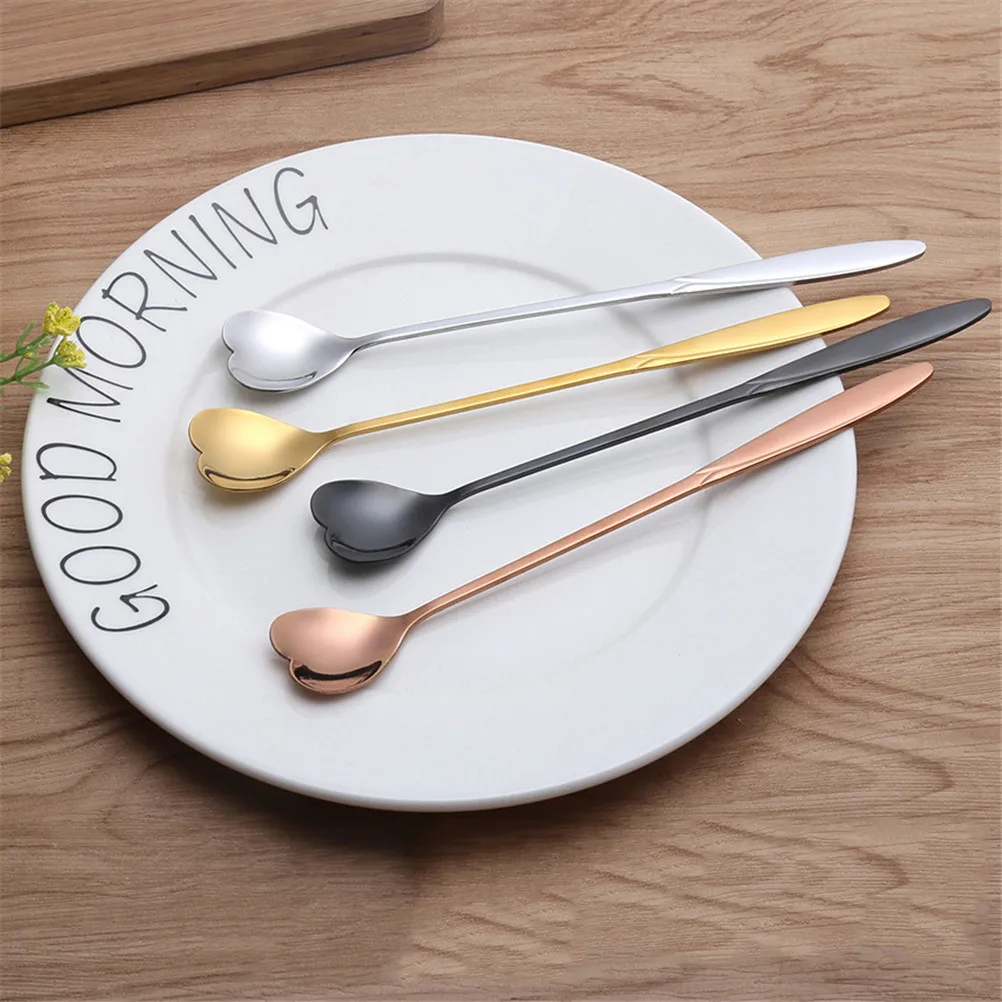 1pcs Stainless Steel Heart Shaped Stirring Spoon Flatware Ice Tea Dessert Tableware Kitchen Accessories 18*2.5cm | Дом и сад