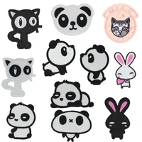 cat panda rabbit animal patches flower stickers diy iron on clothes heat transfer applique embroidered applications cloth fabric