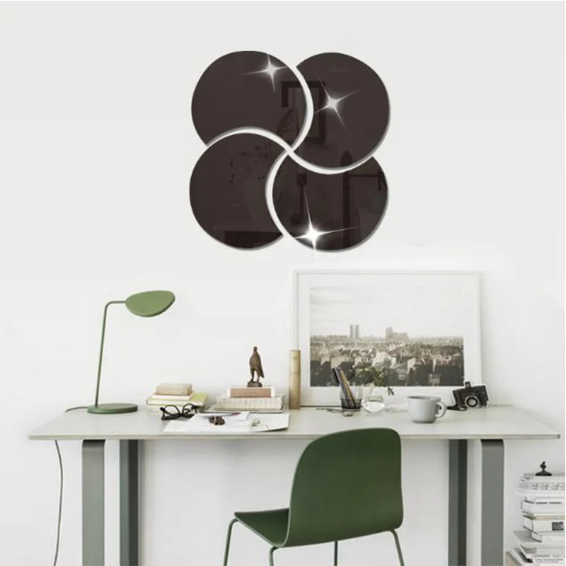 Акриловые зеркальные настенные наклейки аксессуары для украшения дома клевер