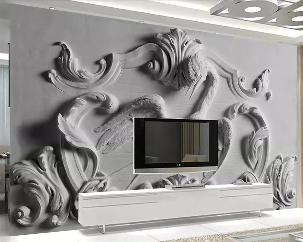 Настенные 3D обои Beibehang рельефный фламинго фон для гостиной дивана декоративная