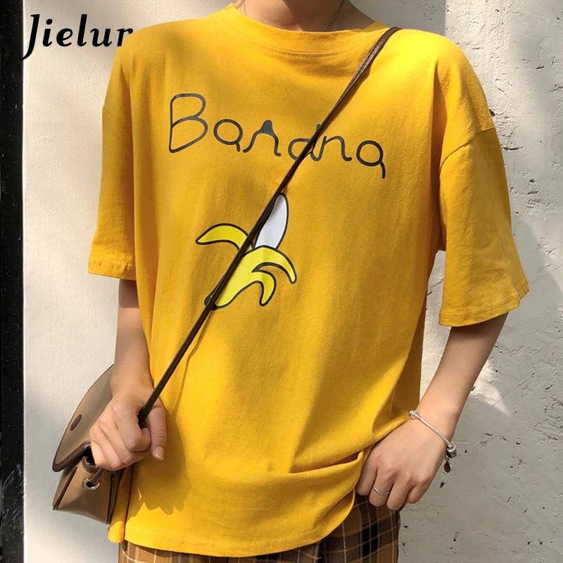Jielur 2019 женская футболка Повседневная Корейская Harajuku фруктовые футболки с