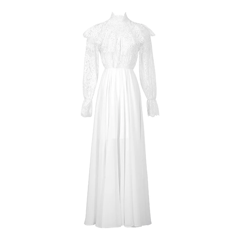 VERRAGEE women 2019 spring summer white lace dress Long maxi vintage Dress | Женская одежда