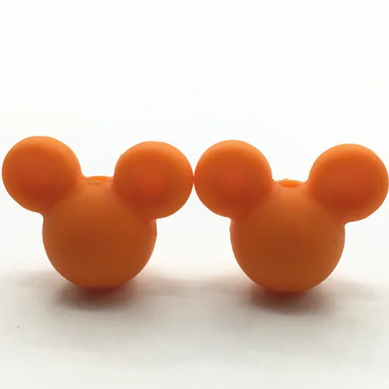 orange 50 шт./лот Детские шарики для прорезывания зубов Микки из мультфильма силиконовые бусины в виде Микки-Мауса Для Ожерелья Детские игрушки аксессуары ювелирные изделия - Цвет: orange