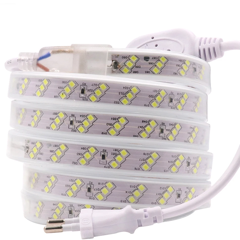 Водонепроницаемая светодиодная лента 220 В 2835 SMD 180 трехрядная 156 светодиодов