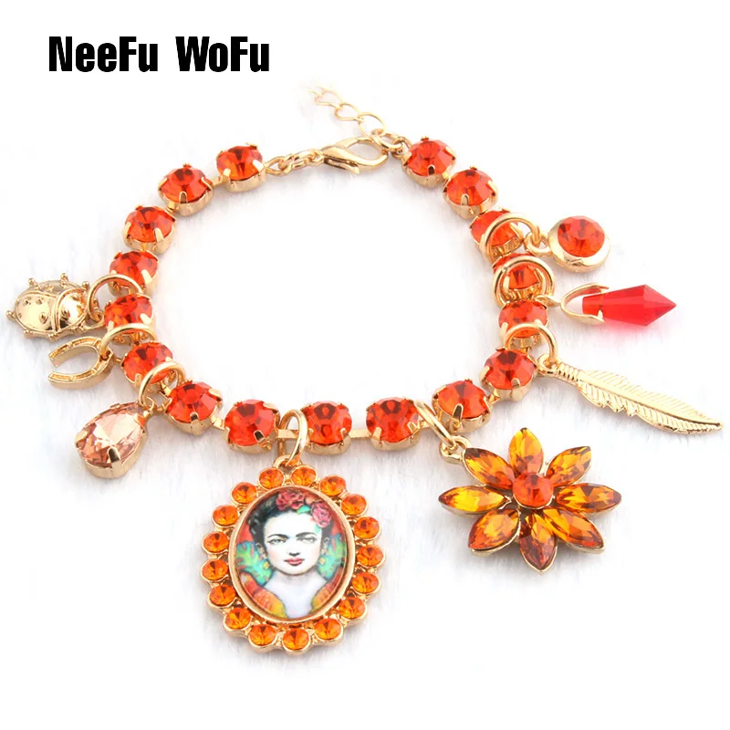 NeeFu WoFu Кристальные браслеты, стразы, браслет, воплощение красоты, Estrela de Cinco Pontas, брендовый браслет из цинкового сплава