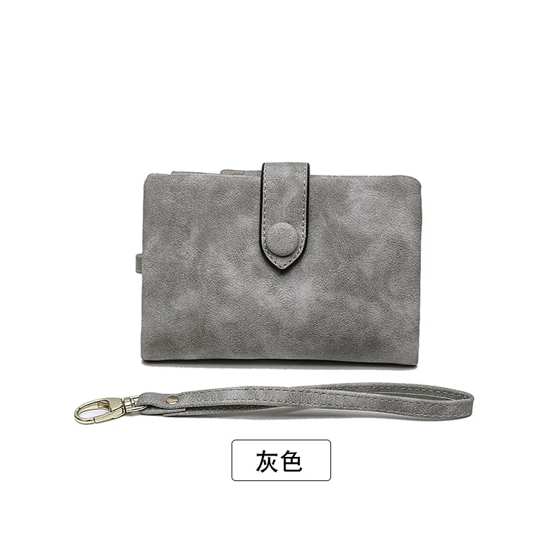 grey Женский кожаный бумажник, матовый кошелек, короткий, Cartera Mujer, милый, три раза, много карт, женский кошелек - Цвет: grey