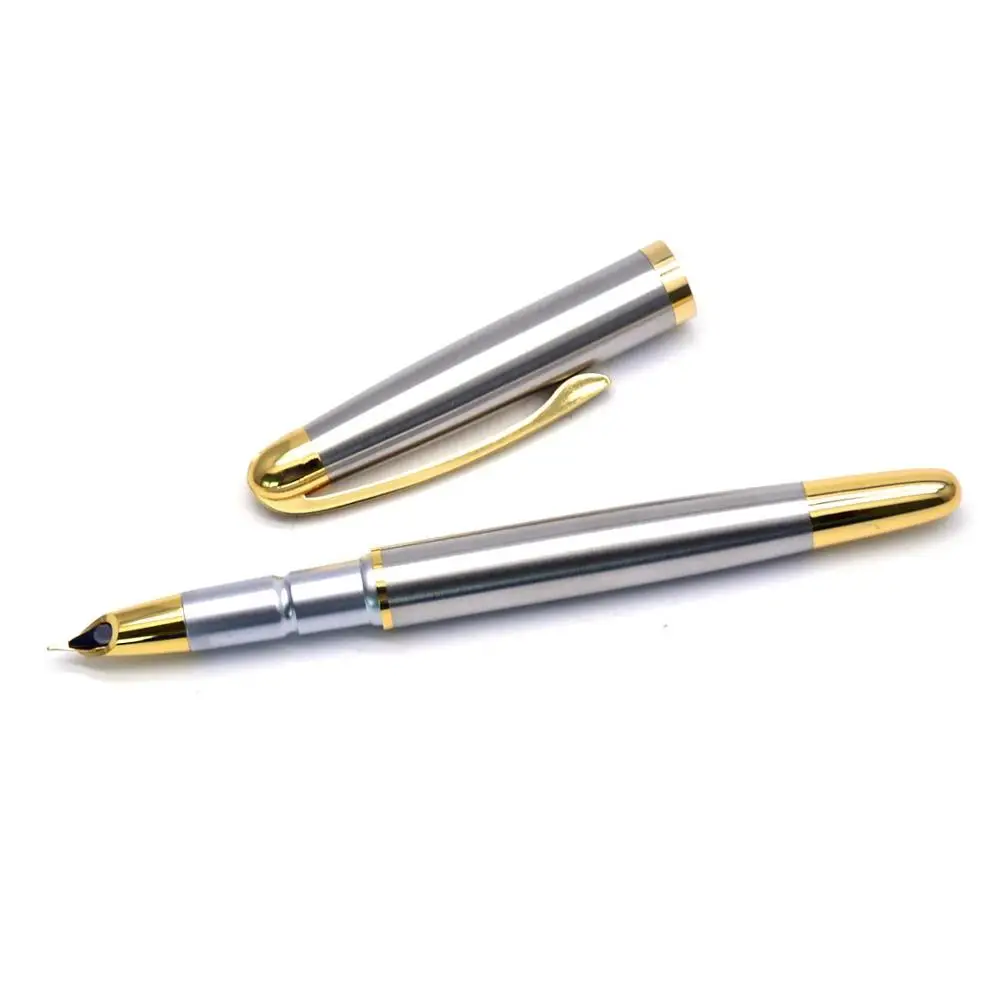 CCCAGYA D040 чернильная ручка из нержавеющей стали 0,5 мм nib Learn офисный школьный канцелярский подарок роскошная ручка гостиничные бизнес пищущая перьевая ручка - Цвет: Steel single pen