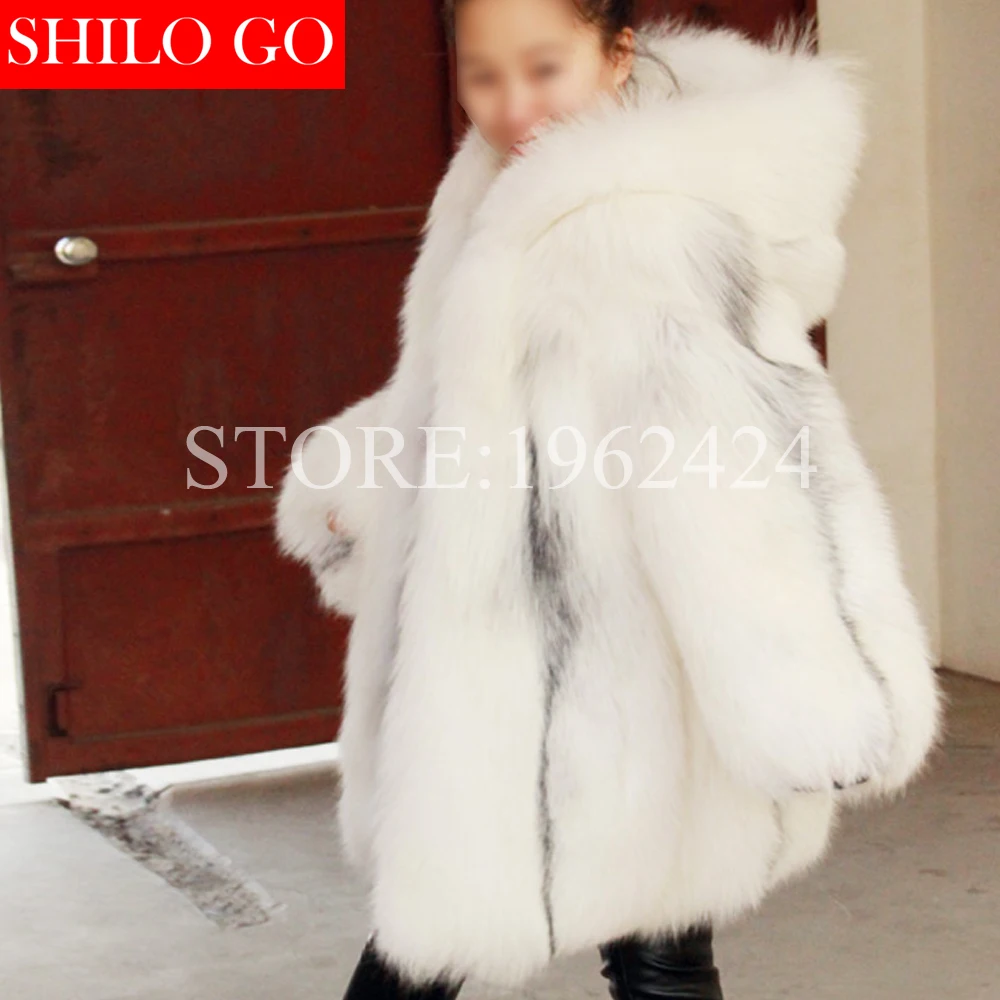 

Plus size Fur coat fashion new autumn and winter women high quality natural Marble fox hooded long sleeve coat