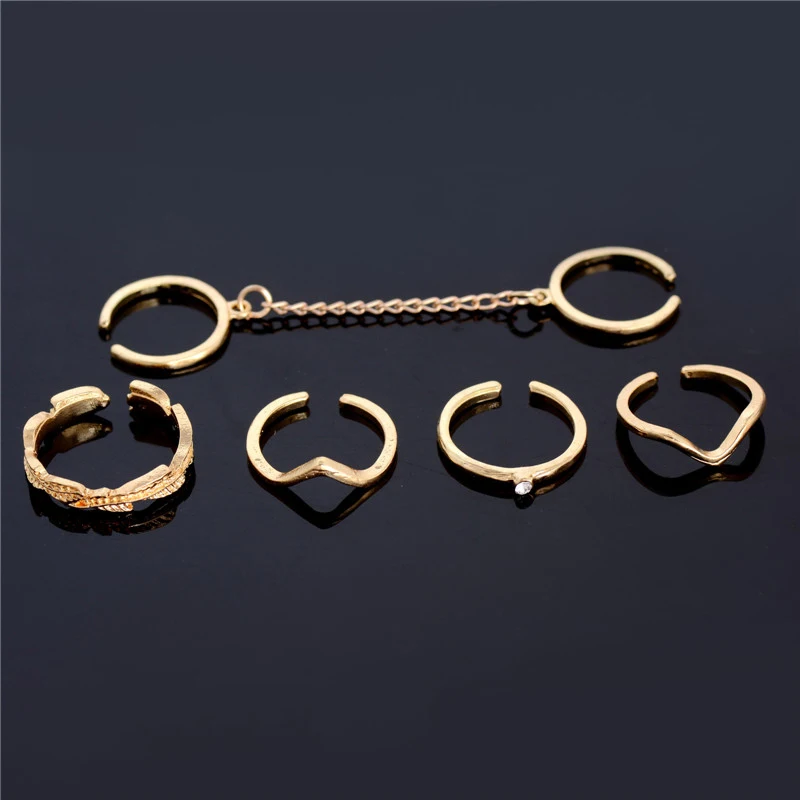 Новинка Модный женский набор колец в виде листьев серебристого цвета | Украшения