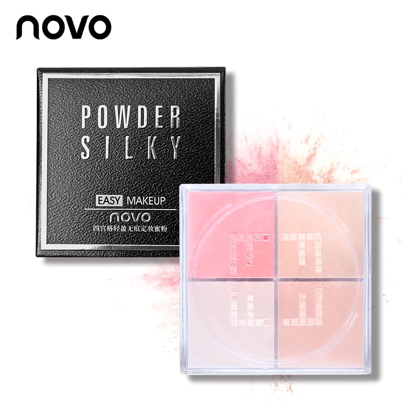 NOVO 4 Colors Transparent Lightweight Loose Powder Kit Modified Pores Smooth Fix Setting Makeup Oil Free Face Finish |