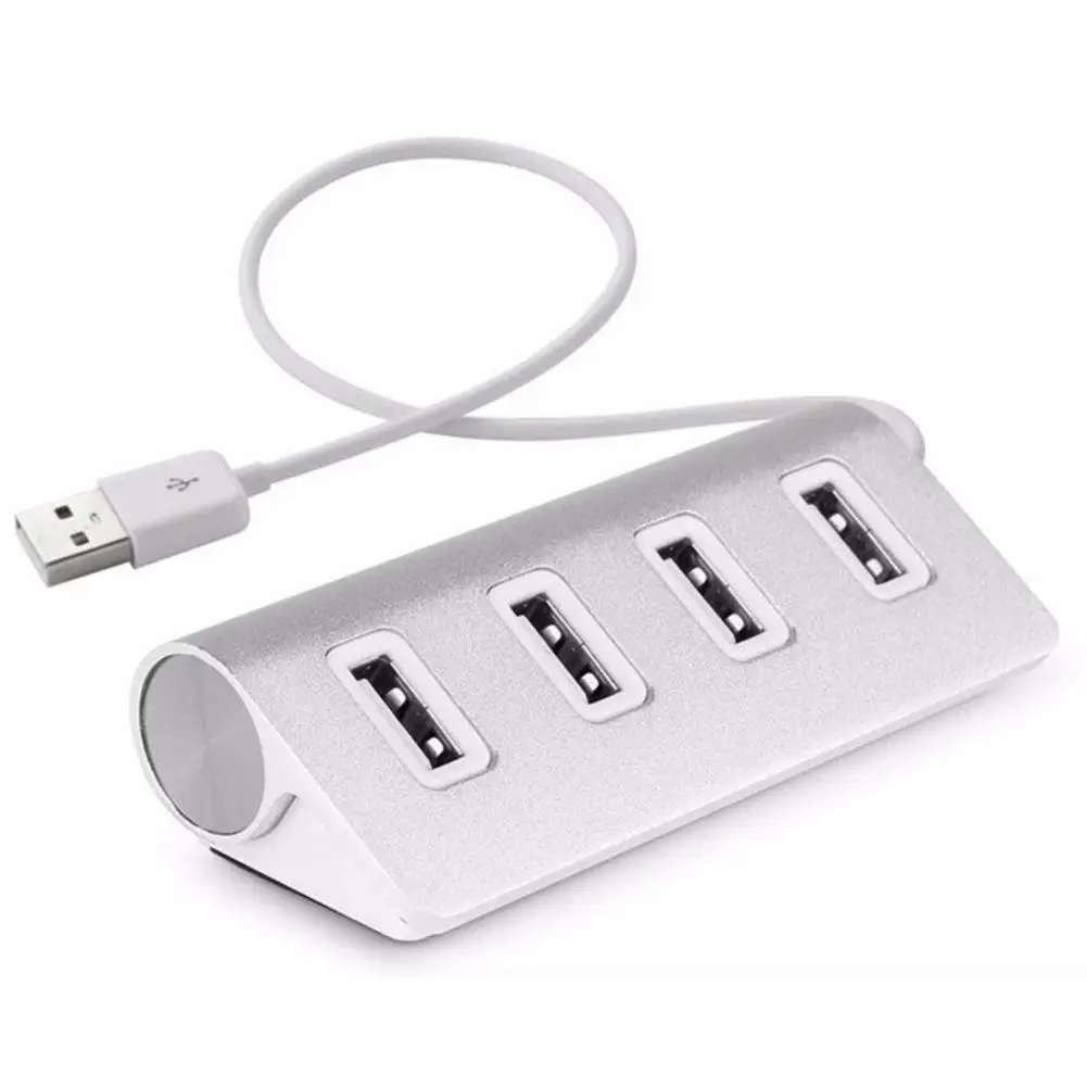 Silver USB 3,0 4-Порты и разъёмы Multi HUB разветвитель Алюминий адаптер высокое Скорость для портативных ПК с USB2.0 - Цвет: Silver