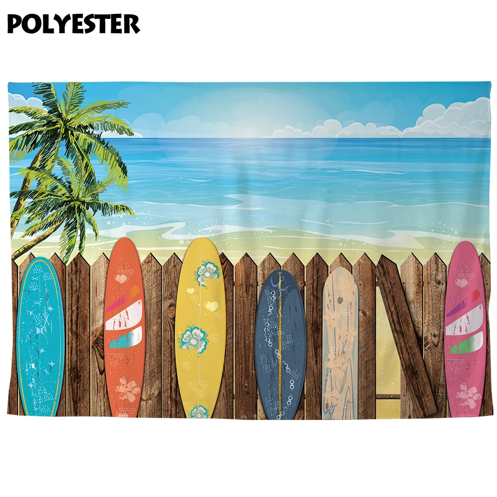 Allenjoy фотографический фон Гавайская доска для серфинга забор море кокосовое