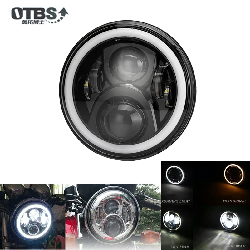 7-дюймовая круглая светодиодная фара OTBS для автомобиля и мотоцикла передняя H4 Harley