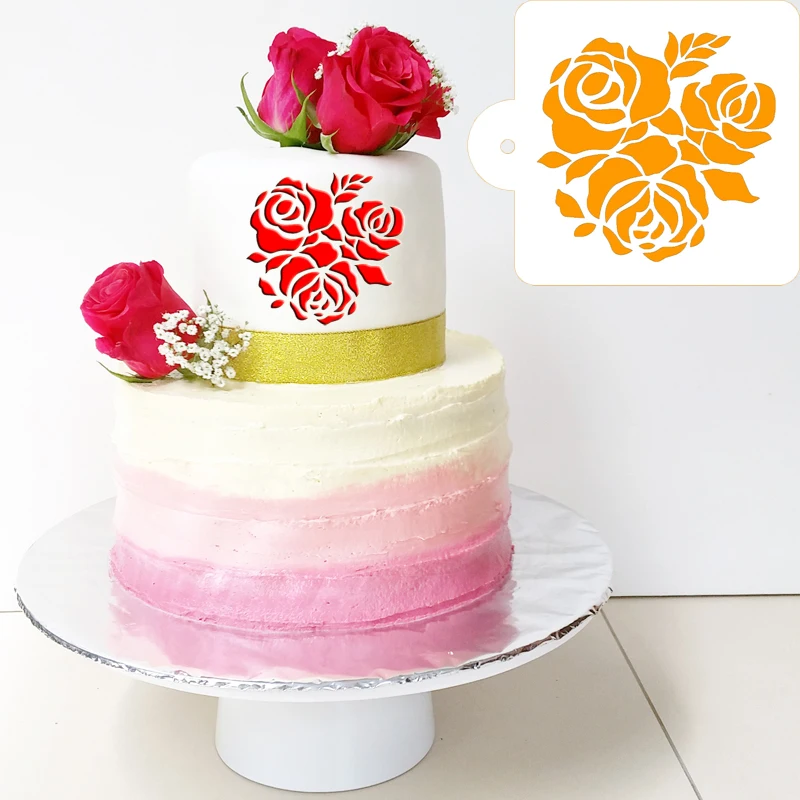 Трафареты для выпечки 1 шт. квадратные с розами классические напечатанным