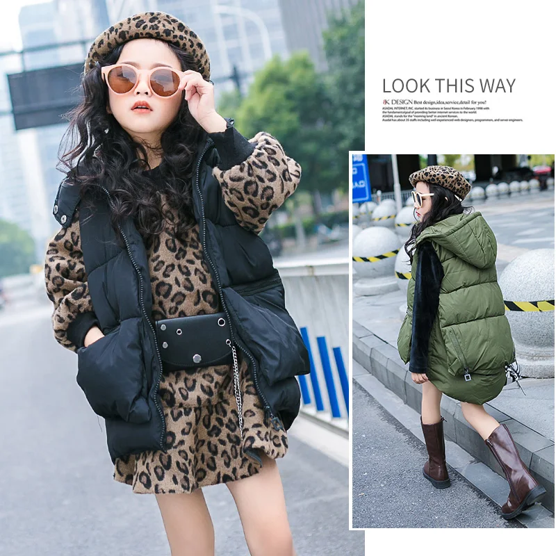 Жилет из хлопка для девочек зимний теплый пуховик в Корейском стиле 2018|Жилеты| |