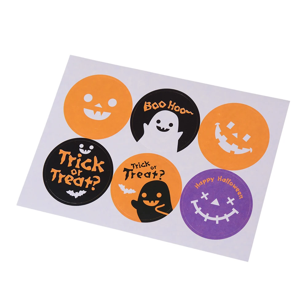 

60PCS/lot Gift Stickers Kraft Halloween Sticker Labels Food Seals cookie Biscuits Gift Stickers Package Label Party Wedding