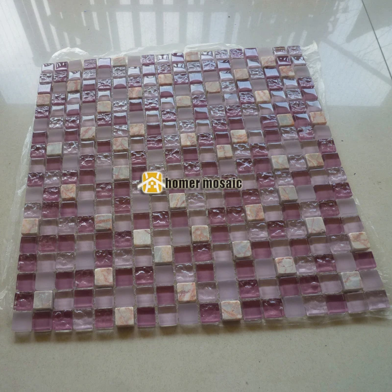 Романтическая розовая фиолетовая стеклянная Смешанная мраморная плитка в