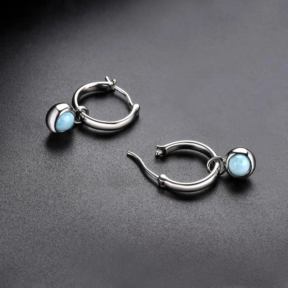 Hutang Larimar женские клипсы Твердые 925 пробы серебро натуральный синий драгоценный камень ювелирные изделия винтажные дизайн для подарка