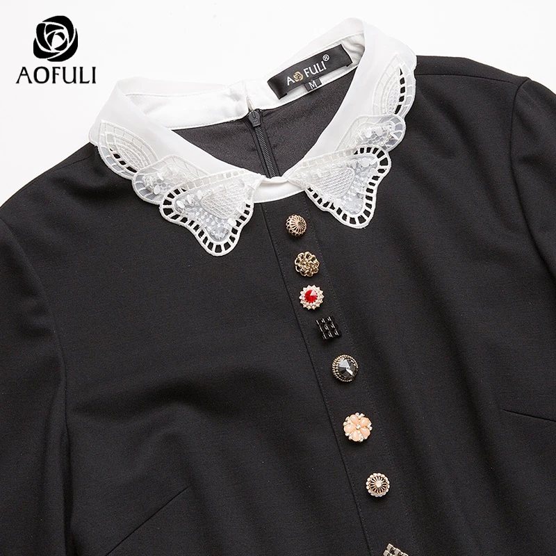 Платье AOFULI XL/2XL/3XL женское с кнопками Ретро стиль большие размеры Повседневное