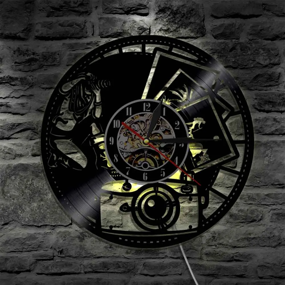  Photo Hobby Photographer Design Vintage Vinyl Clock Handmade Record Wall Creative Hanging Home Decor | Дом и сад